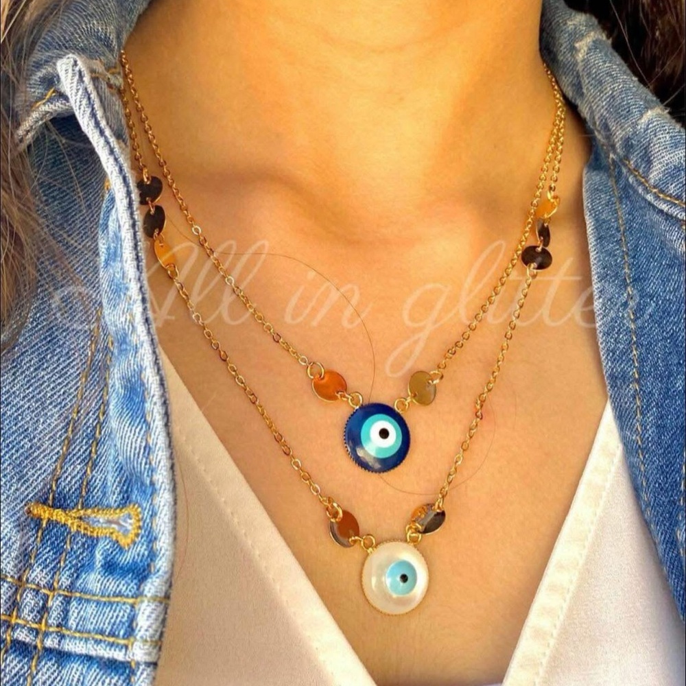 Evil Eye Gold Necklace Set